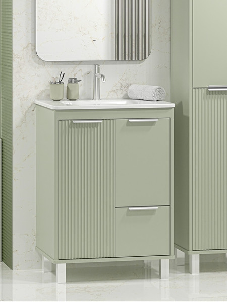 Тумба с умывальником Brevita Risacca Pistachio 60 / RIS-06060-0842Я+B-OND060-01 - фото