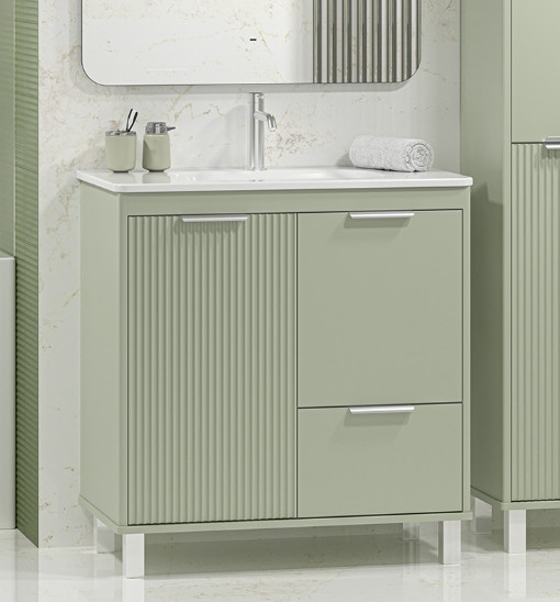 Тумба с умывальником Brevita Risacca Pistachio 80 / RIS-06080-0842Я+B-OND080-01 - фото