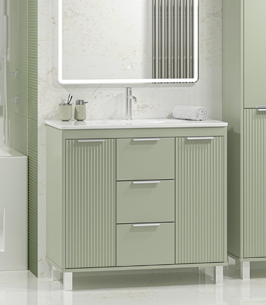 Тумба с умывальником Brevita Risacca Pistachio 90 / RIS-06090-0842Я+B-OND090-01 - фото