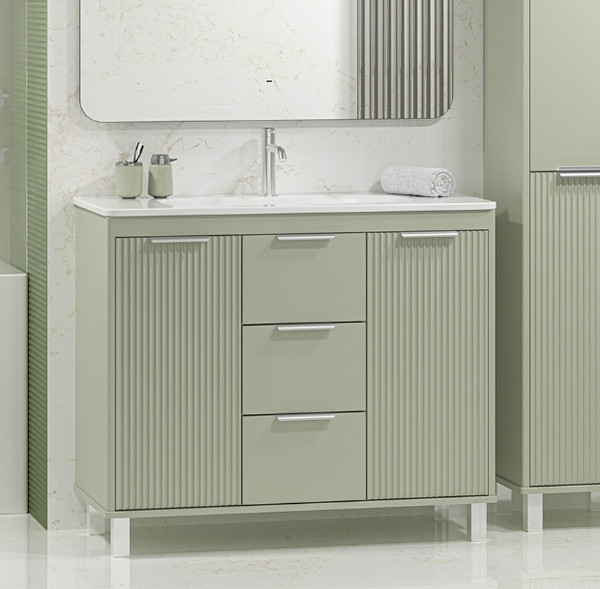 Тумба с умывальником Brevita Risacca Pistachio 100 / RIS-06100-0842Я+B-OND100-01 - фото