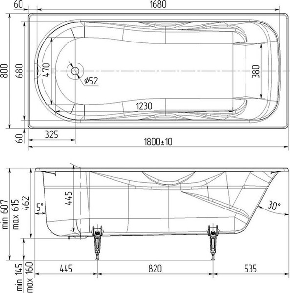 Ванна чугунная Wotte Comfort 180х80 / БП-э00д1475