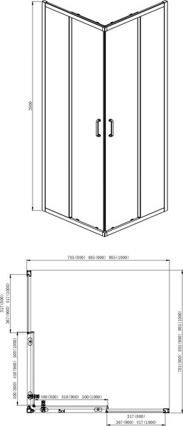 Душевой уголок Aquatek 90x90 / AQ ARI KV 08020GM
