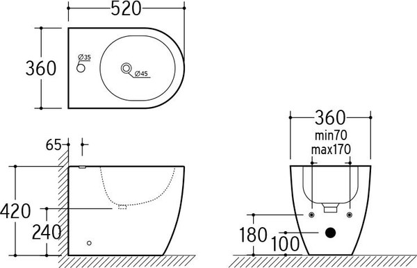 Биде напольное Roxen Antares 610185-00 Rimless Soft Close NC