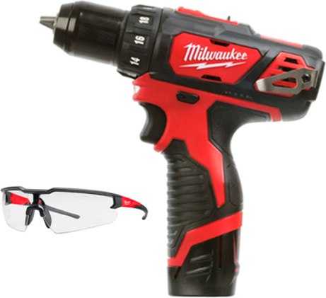Аккумуляторная дрель-шуруповерт Milwaukee M12BDD-202С Li-Ion 2 А/ч+Очки1 / 4933441915P763 - фото