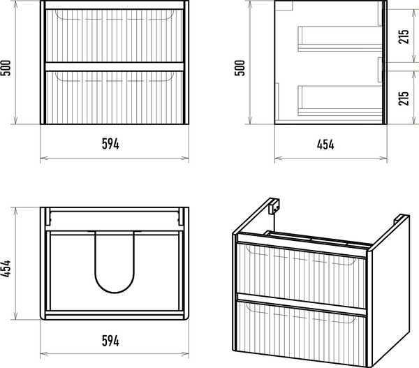 Тумба под умывальник Brevita Riva 60 / RIV-07060-0102Я