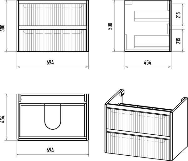 Тумба под умывальник Brevita Riva 70 / RIV-07070-0102Я