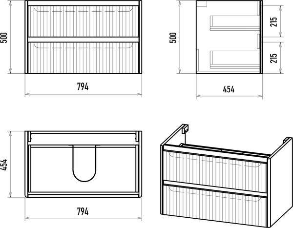 Тумба под умывальник Brevita Riva 80 / RIV-07080-0102Я