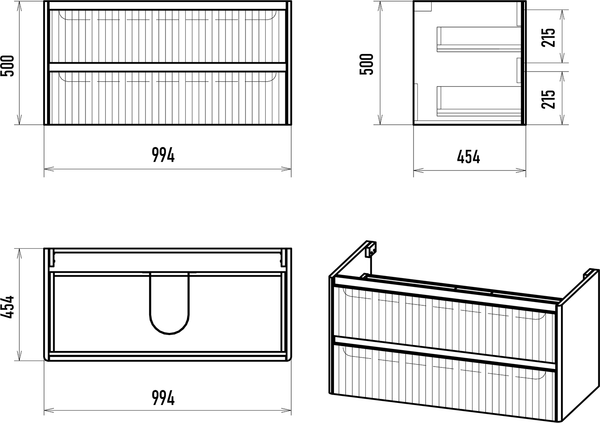 Тумба под умывальник Brevita Riva 100 / RIV-07100-0102Я