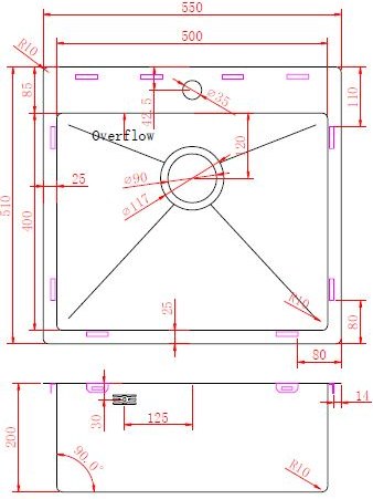 Мойка кухонная ZORG ZRE 5551