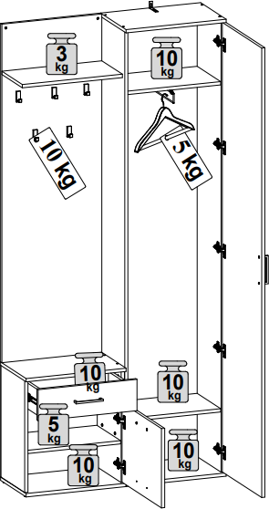 Секция в прихожую MySTAR Элиза ИЗ-012.01