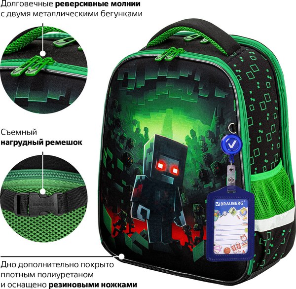 Школьный рюкзак Brauberg Fit. Night Warrior / 272023