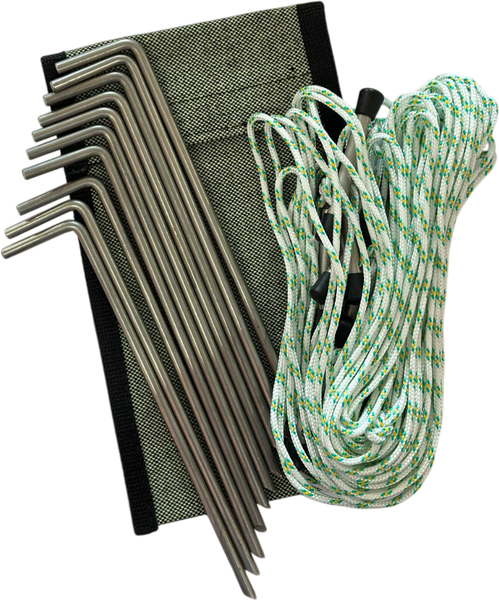 Набор колышков для палатки СИБТЕРМО Нержавейка в чехле + растяжки 4шт / 01410303 - фото