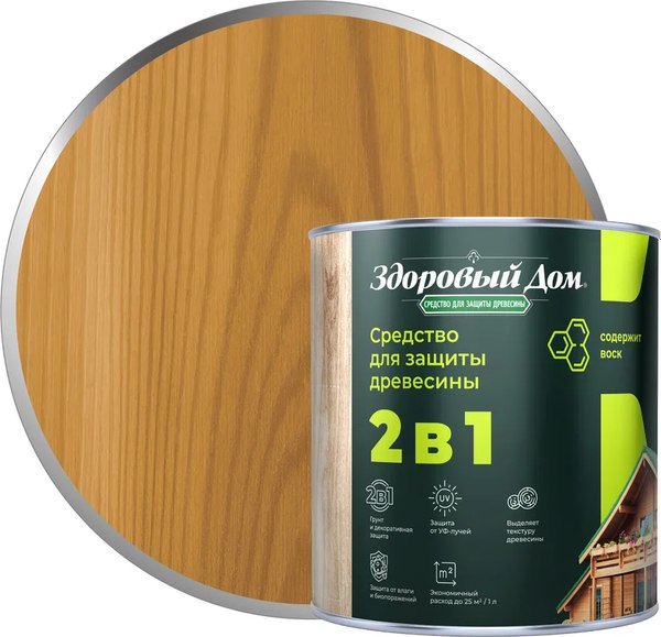 Защитно-декоративный состав Здоровый дом 2в1 Дуб - фото