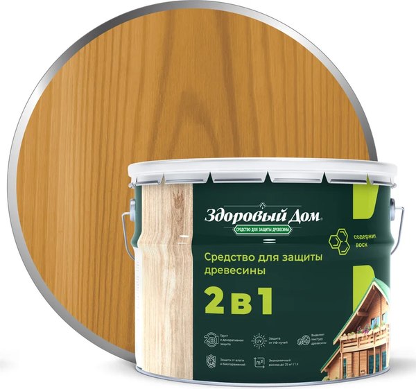 Защитно-декоративный состав Здоровый дом 2в1 Дуб - фото