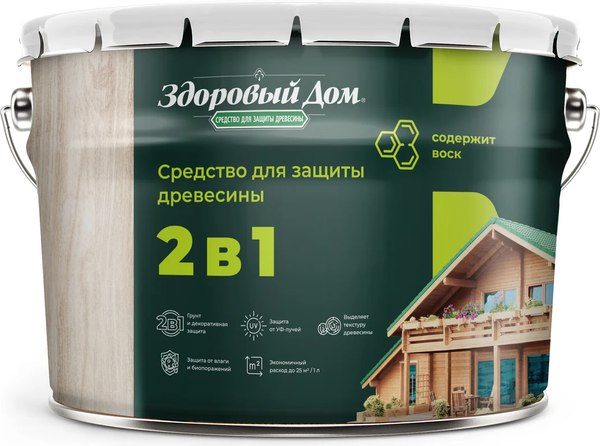 Защитно-декоративный состав Здоровый дом 2в1 Дуб