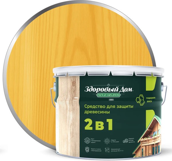 Защитно-декоративный состав Здоровый дом 2в1 Сосна - фото