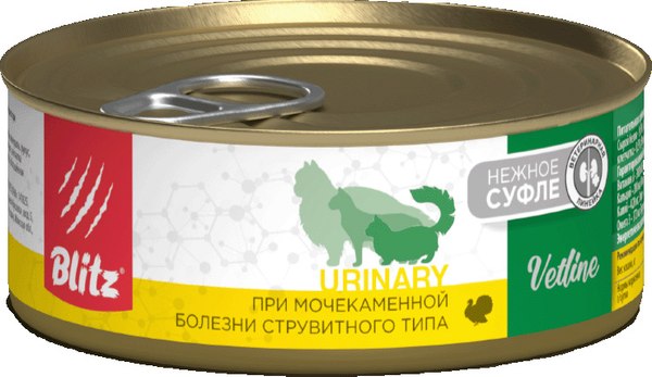 Влажный ветеринарный корм для кошек Blitz Pets Cat Vetline Urinary м индейкой / 4119В - фото