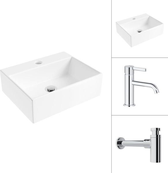 Умывальник со смесителем Lauter 21344 + Velvet 21СК696С с сифоном 21635CH - фото