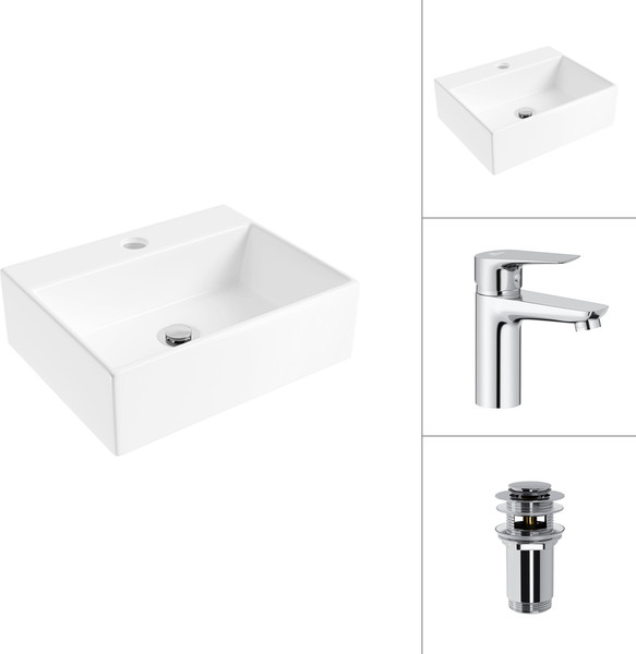 Умывальник со смесителем Lauter 21344 + Awe 21CK128C с донным клапаном 21190CH - фото