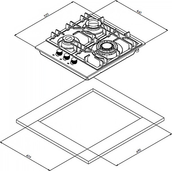 Газовая варочная панель Weissgauff HGG 451 BGV Nano Glass