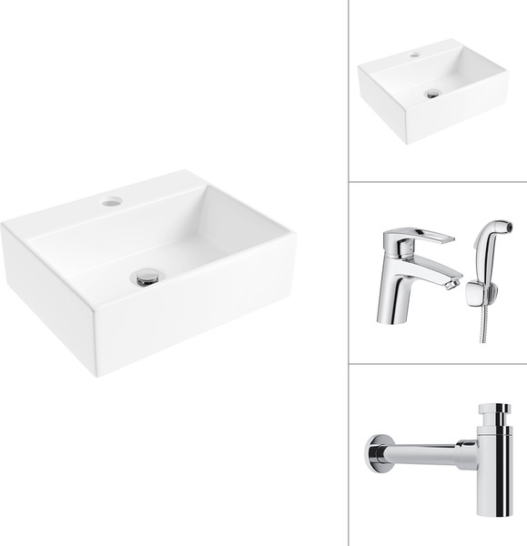 Умывальник со смесителем Lauter 21344 + Spray 21CK308C с сифоном 21635CH - фото