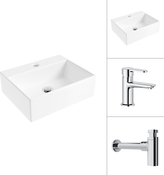 Умывальник со смесителем Lauter 21344 + Jet 21AM12361 с сифоном 21635CH - фото