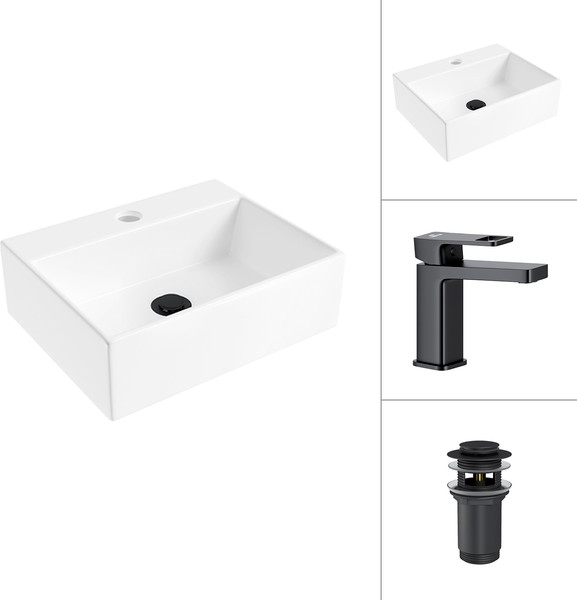 Умывальник со смесителем Lauter 21344 + Cascade 21СК655BS с донным клапаном 21190B - фото