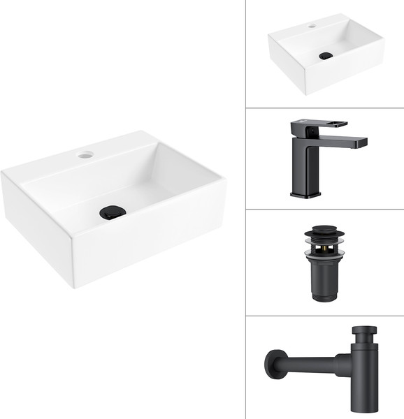 Умывальник со смесителем Lauter 21344 + Cascade 21СК655BS + сифон 21635B + донный клапан 21190B - фото