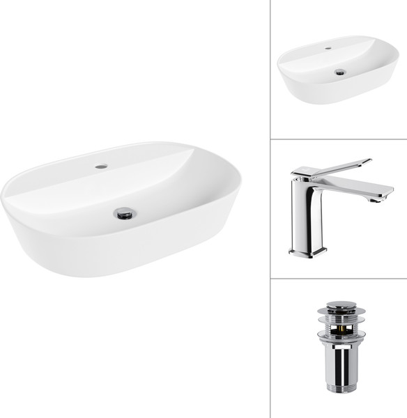 Умывальник со смесителем Lauter 21460-60 + Allure 21C618С с донным клапаном 21190CH - фото