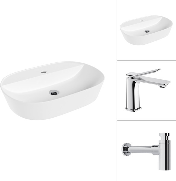 Умывальник со смесителем Lauter 21460-60 + Allure 21C618С с сифоном 21635CH - фото