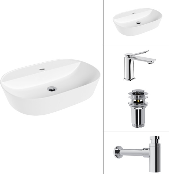 Умывальник со смесителем Lauter 21460-60 + Allure 21C618С + сифон 21635CH +донный клапан 21190CH - фото