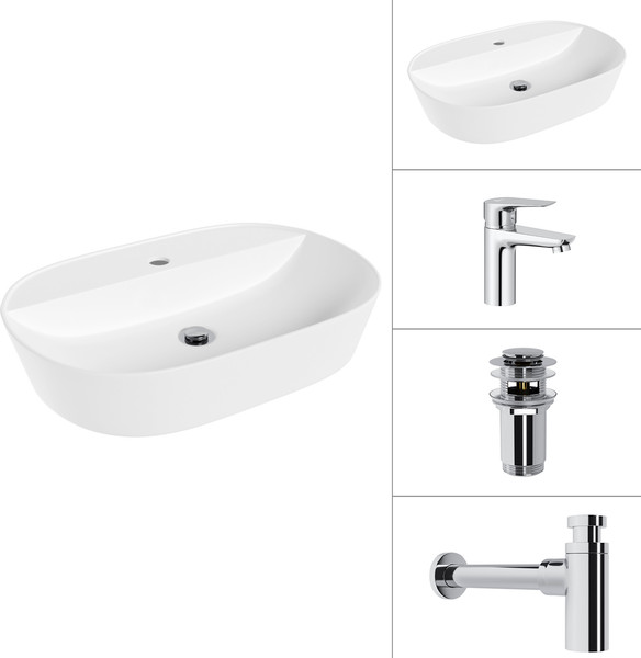 Умывальник со смесителем Lauter 21460-60 + Awe 21CK128C + сифон 21635CH + донный клапан 21190CH - фото