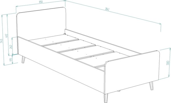 Односпальная кровать Премиум Рико 85x204.2x74.5