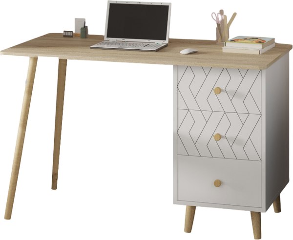 Письменный стол Премиум Рико (белый/дуб сонома) - фото