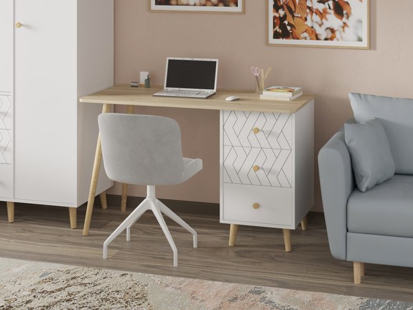 Письменный стол Премиум Рико (белый/дуб сонома)