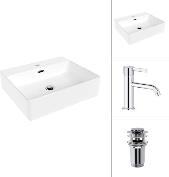 Умывальник со смесителем Lauter 21478 + Velvet 21СК696С с донным клапаном 21190CH - фото