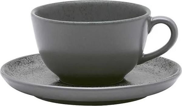 Чашка с блюдцем Oxford Flat Shape Gray 136444 AO04-1C06 - фото