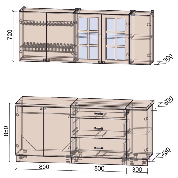 Кухонный гарнитур Интерлиния Мила Деко 1.9Б