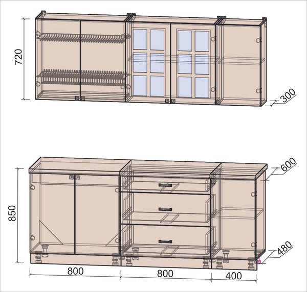 Кухонный гарнитур Интерлиния Мила Деко 2.0Б