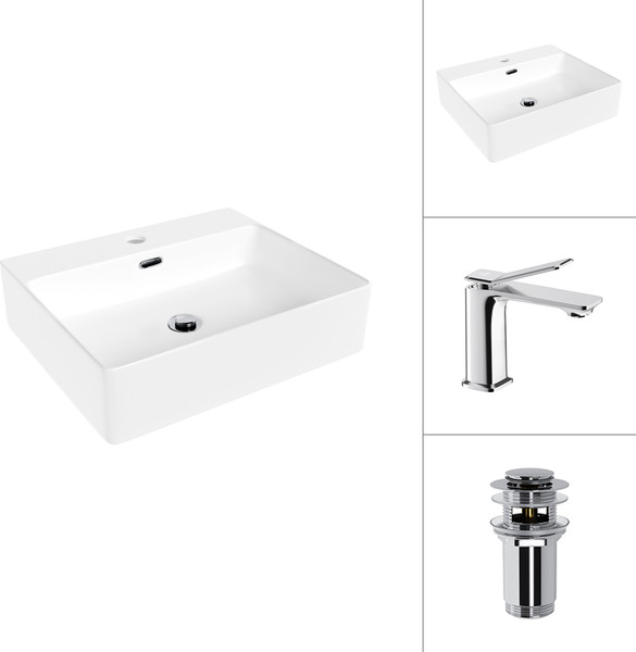 Умывальник со смесителем Lauter 21478 + Allure 21C618С с донным клапаном 21190CH - фото