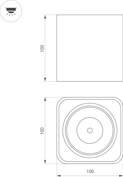 Точечный светильник Arlight SP-CUBUS-S100x100-8W Warm3000 WH 45deg / 036051