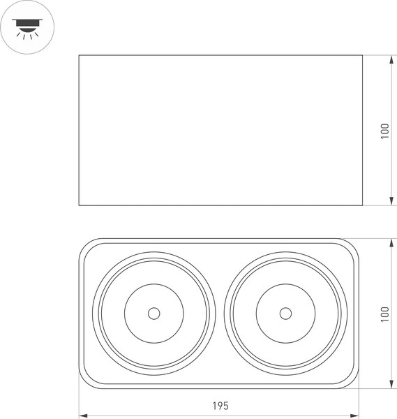 Точечный светильник Arlight SP-CUBUS-S195x100-2х8W Day4000 BK 45deg / 036056
