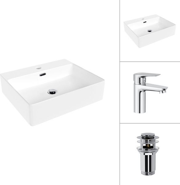 Умывальник со смесителем Lauter 21478 + Awe 21CK128C с донным клапаном 21190CH - фото