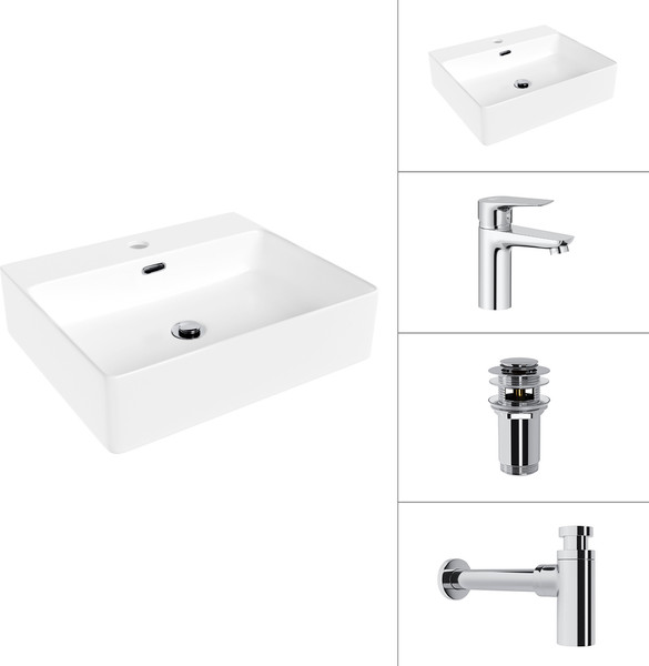 Умывальник со смесителем Lauter 21478 + Awe 21CK128C + сифон 21635CH + донный клапан 21190CH - фото