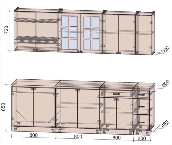 Кухонный гарнитур Интерлиния Мила Деко 2.5Б