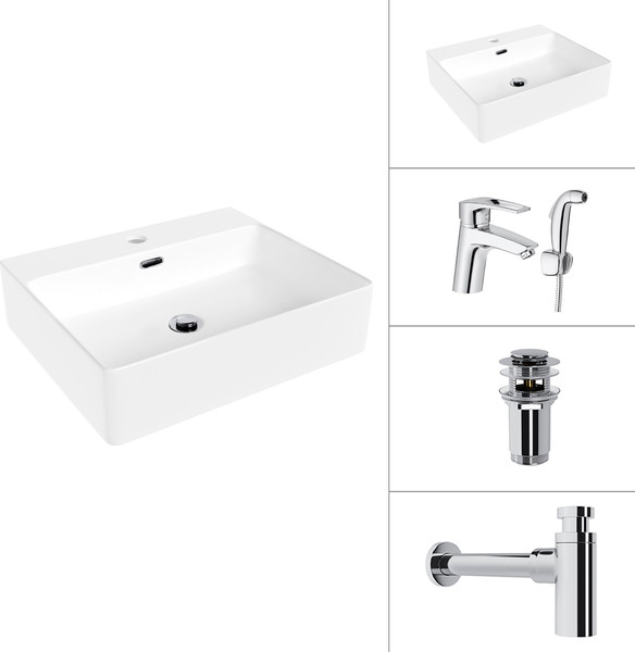 Умывальник со смесителем Lauter 21478 + Spray 21CK308C + сифон 21635CH + донный клапан 21190CH - фото