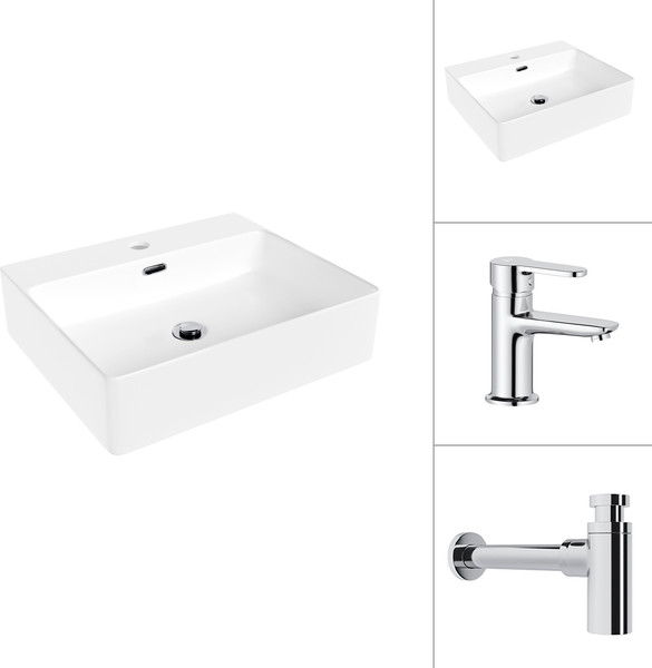 Умывальник со смесителем Lauter 21478 + Jet 21AM12361 с сифоном 21635CH - фото