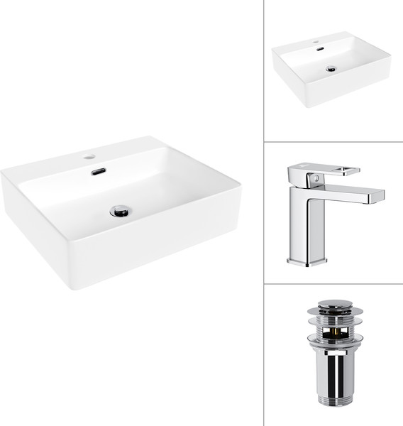 Умывальник со смесителем Lauter 21478 + Cascade 21СК655C с донным клапаном 21190CH - фото