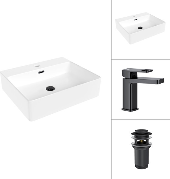 Умывальник со смесителем Lauter 21478 + Cascade 21СК655BS с донным клапаном 21190B - фото