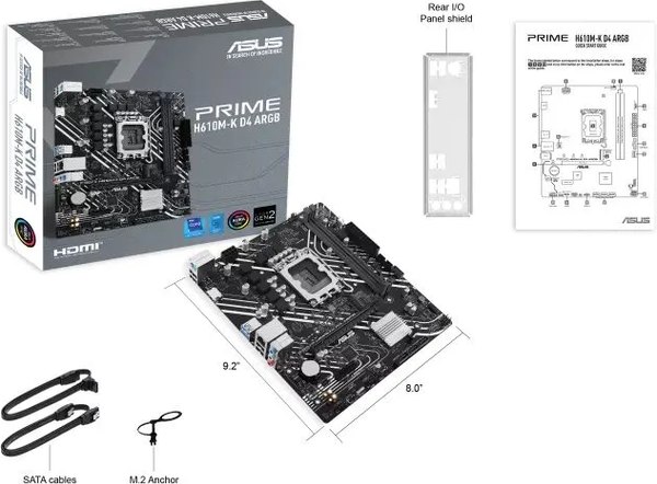 Материнская плата Asus Prime H610M-K D4 ARGB